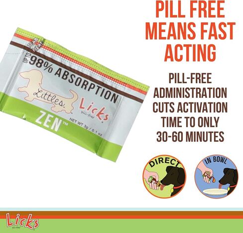 Licks Pill Free Zen Small Breed Dog Calming Aid - مكملات مساعدة Zen Calming Aid للسلوك العدواني والعصبية - تهدئة الكلاب والجراء لتخفيف التوتر وصحة الكلاب - عبوات جل - 30 استخدام in Saudi Arabia