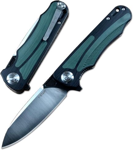 Y-START D2 Blade Hunting Pocket Knives Flipper Fast Open 2 Colors G10 Handle LK5030G (Black&green) in Saudi Arabia
