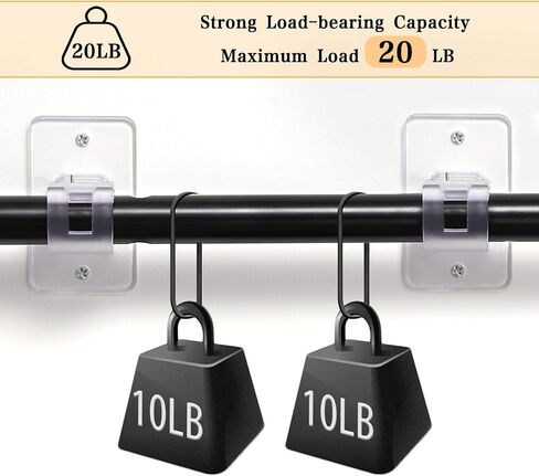 10 Pcs No Drill Curtain Rod Brackets, Self Adhesive Curtain Rods No Drilling Upgraded Nail Free Curtain Rod Holders Adjustable Curtain Hangers for Home Bathroom Kitchen(Transparent) in Kuwait