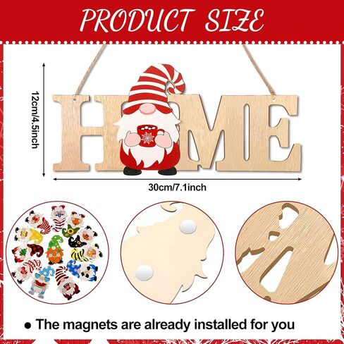 Yookeer Interchangeable Gnomes Home Sign Wood Valentines Day Door Sign Seasonal Gnomes St Patrick's Day Home Decor Rustic Easter Gnome Porch Sign with 12 Pieces Changeable Gnomes(Wood Color) in Saudi Arabia