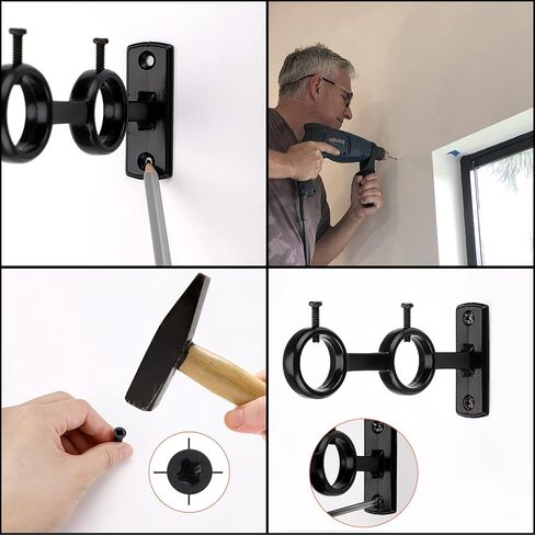 Sumnacon 3Pcs Sturdy Curtain Rod Brackets,Aluminium Alloy Double Curtain Rod Hanging Brackets for 5/8-1Inch Rod,Wall Mounted Rod Brackets for Living Room Bedroom Curtain Drapery Rod, White in Saudi Arabia