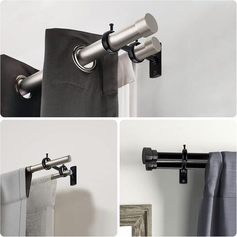 Sumnacon 3Pcs Sturdy Curtain Rod Brackets,Aluminium Alloy Double Curtain Rod Hanging Brackets for 5/8-1Inch Rod,Wall Mounted Rod Brackets for Living Room Bedroom Curtain Drapery Rod, White in Saudi Arabia