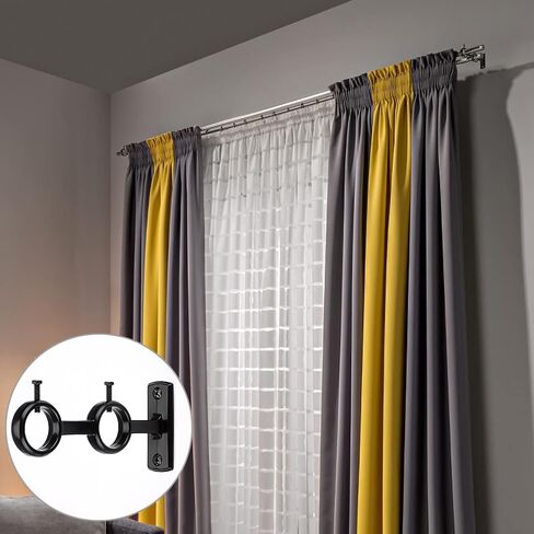 Sumnacon 3Pcs Sturdy Curtain Rod Brackets,Aluminium Alloy Double Curtain Rod Hanging Brackets for 5/8-1Inch Rod,Wall Mounted Rod Brackets for Living Room Bedroom Curtain Drapery Rod, White in Saudi Arabia