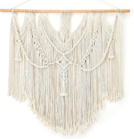 Mkono Macrame جدار معلق بوهو ديكور المنزل ديكور منسوج أنيق لغرفة النوم وغرفة المعيشة والشقة والمعرض أفكار مثالية لهدية عيد الميلاد المصنوعة يدويًا، عبوة واحدة، حجم كبير، 91.44 سم × 91.44 سم in Saudi Arabia