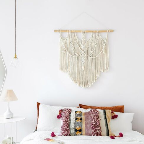 Mkono Macrame جدار معلق بوهو ديكور المنزل ديكور منسوج أنيق لغرفة النوم وغرفة المعيشة والشقة والمعرض أفكار مثالية لهدية عيد الميلاد المصنوعة يدويًا، عبوة واحدة، حجم كبير، 91.44 سم × 91.44 سم in Saudi Arabia