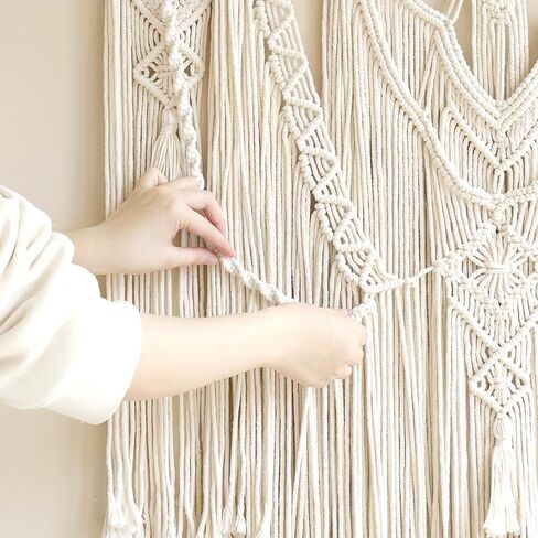 Mkono Macrame جدار معلق بوهو ديكور المنزل ديكور منسوج أنيق لغرفة النوم وغرفة المعيشة والشقة والمعرض أفكار مثالية لهدية عيد الميلاد المصنوعة يدويًا، عبوة واحدة، حجم كبير، 91.44 سم × 91.44 سم in Saudi Arabia