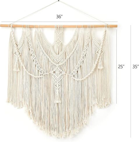 Mkono Macrame جدار معلق بوهو ديكور المنزل ديكور منسوج أنيق لغرفة النوم وغرفة المعيشة والشقة والمعرض أفكار مثالية لهدية عيد الميلاد المصنوعة يدويًا، عبوة واحدة، حجم كبير، 91.44 سم × 91.44 سم in Saudi Arabia