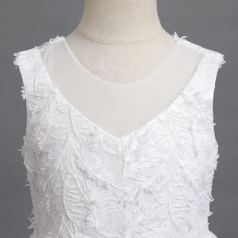 فساتين IDOPIP بيضاء للمناولة الأولى للفتيات من الدانتيل زهرة الزفاف وصيفة العروس وحفلات أعياد الميلاد وحفلات التعميد ماكسي من التل in Kuwait