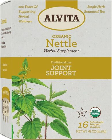 ALVITA Organic Nettle Tea, Herbal Organic Stinging Nettle Leaf Tea for Cleansing & Detox, Nettle Leaf Tea Bags for Joint Health, Healthy Inflammatory Response, 16 Tea Bags in Kuwait