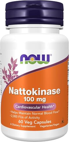 مكملات NOW، Nattokinase 100 مجم (من فول الصويا غير المعدل وراثيًا) مع 2000 وحدة من النشاط، 60 كبسولة نباتية in Saudi Arabia