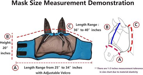 قناع ذبابة الحصان من أنكاير - قناع حماية من الأشعة فوق البنفسجية مع شبكة للأذنين، فتحة مقدمة وتصميم شريط عاكس، قناع قابل للتمدد لشبكة دقيقة قابلة للتنفس للحصان، سهام العين، خطاف وحلقة، (اللون الأزرق) in Kuwait