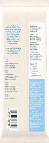 مناديل أفينو بيبي الحساسة لجميع الاستخدامات، لا تسبب الحساسية وخالية من البارابين والعطور، 10 قطع (عبوة من 48، 480 منديل إجمالي) in Kuwait