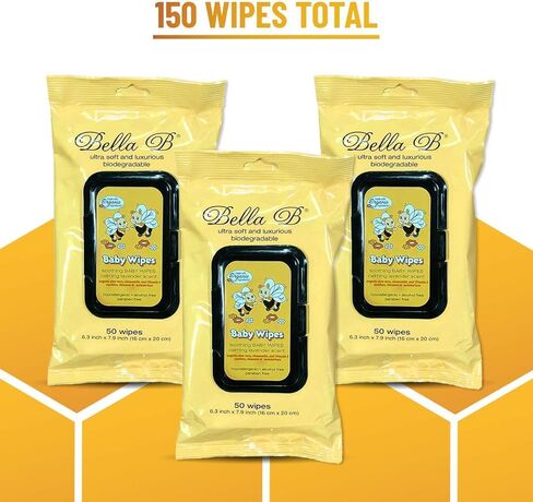 BELLA B Baby Diaper Wipes Bundle 3-Piece - Natural Baby Wipes - Organic Baby Wipes - Baby Cleaning Wipes - Soothing Wipes - Diapers Wipes - Infant Wipes - Alcohol-Free Baby Wipes Natural in Kuwait