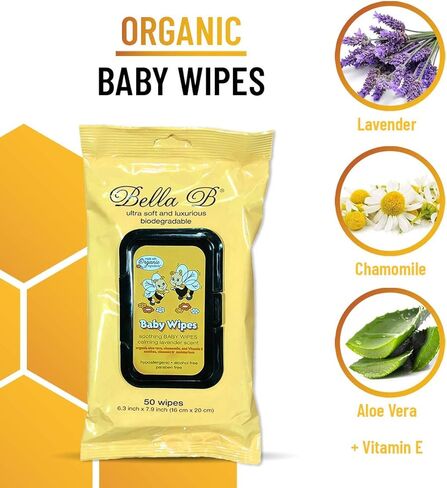 BELLA B Baby Diaper Wipes Bundle 3-Piece - Natural Baby Wipes - Organic Baby Wipes - Baby Cleaning Wipes - Soothing Wipes - Diapers Wipes - Infant Wipes - Alcohol-Free Baby Wipes Natural in Kuwait