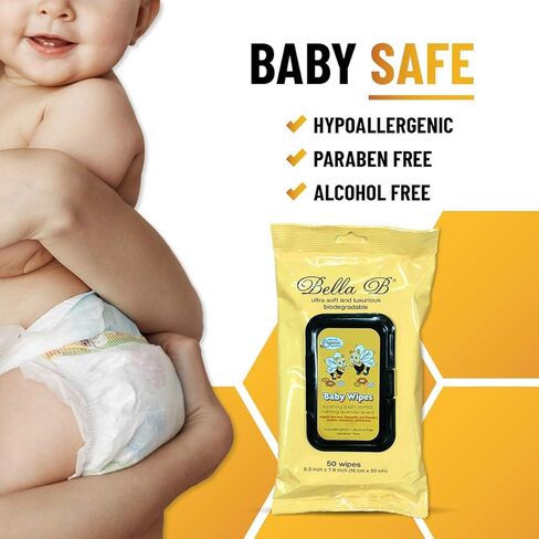 BELLA B Baby Diaper Wipes Bundle 3-Piece - Natural Baby Wipes - Organic Baby Wipes - Baby Cleaning Wipes - Soothing Wipes - Diapers Wipes - Infant Wipes - Alcohol-Free Baby Wipes Natural in Kuwait