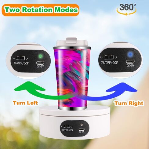 Turner Cup Rotating Display Stand for Epoxy Glitter Tumbler, 360 Degree Automatic Mute Rotating Turntable, Bling Bling Tumbler Making Supplies Spinner for Photography Products in Saudi Arabia
