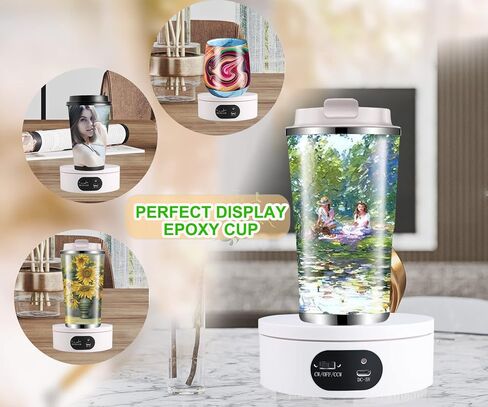 Turner Cup Rotating Display Stand for Epoxy Glitter Tumbler, 360 Degree Automatic Mute Rotating Turntable, Bling Bling Tumbler Making Supplies Spinner for Photography Products in Saudi Arabia