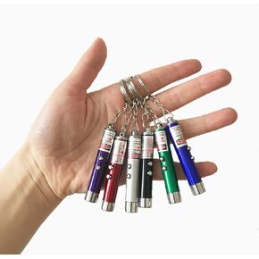 CHUQIANTONG 6PCS Cat Toy Mini Red Laser Pointer Cat Dog Interactive Training Tools White LED Torch Light with Keychain