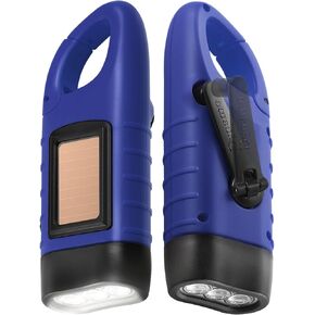 Simpeak 2-Pack Hand Crank Solar Powered Flashlight, Emergency Rechargeable LED Flashlight, Survival Flashlight, Quick Snap Carbiner Dynamo Flashlight Torch for Outdoor Sports, Black in Saudi Arabia