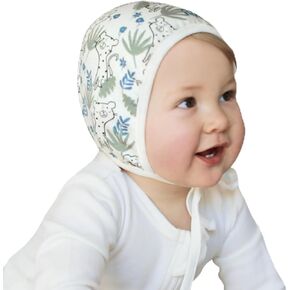 KLUSHA Baby Bonnet Newborn Hospital Hat Reversible Breathable Cute Design White Snug-Fitting Bamboo Cotton All Seasons Beanie in Saudi Arabia