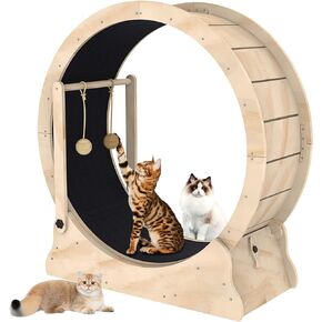 Cat Wheel, Cat Exercise Wheel with Cat Teaser, Cat Running Wheel Treadmill with Carpeted Runway and Cat Teaser, Fitness Weight Loss Device Cute Cat Furniture, Pet Toy, Cat Toy in Kuwait