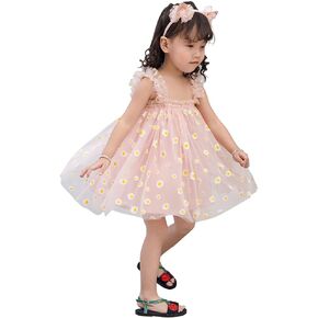 AGQT Baby Girls Tulle Tutu Dress Toddler Princess Birthday Dresses, 9M-4T | Summer Ruffle Sleeve A Line Fancy Cake Smash Outfit, Fairy Formal Party Gowns for Photoshoot, Wedding, Flower Sundress in Kuwait