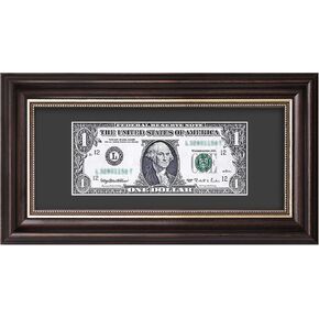 Space Art Deco, Black Dollar Bill/License Holder Frame with Silver Beveled Edge with Black Mat, Tempered Glass - Easel Stand/Wall Mount - Sawtooth Hangers (Black/Silver, 6-Pack) in Kuwait