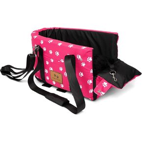 FUZZY PAWZ Pink Dog Car Seat Booster, Portable, for Armrest, Center Console, or Seat, Secured with Straps in Saudi Arabia