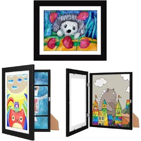 ECOMAID 3 PACK إطارات فنية للأطفال، إطارات عمل فنية للأطفال مقاس 8.5 × 11 قابلة للتغيير، إطارات مفتوحة أمامية لرسومات الأطفال مع دعامة، إطارات للأعمال الفنية للأطفال مع طريقتين للعرض - تعليق ووقوف in Kuwait