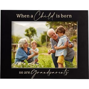 XJF Gift for Grandparents, New Grandparent Gift, New Grandchild Gift from Grandma and Grandpa, When a Child is Born So are Grandparents - Engraved Picture Frame 5x7 Horizontal