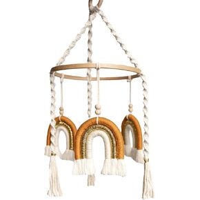 ELYESE Crib Mobile، هاتف Rainbow Baby المحمول، هاتف محمول مصنوع يدويًا لسرير الأطفال، هاتف Macrame Baby المحمول لسرير الأطفال، هاتف Boho Baby Crib المحمول، هاتف محمول طبيعي للأولاد والبنات (أزرق)