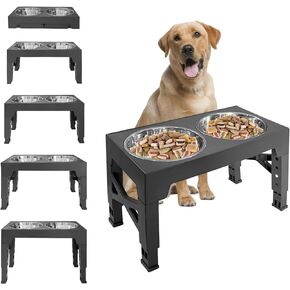 STUDESK Elevated Dog Bowls with 2 Stainless Steel Adjustable Height Dog Food Bowls in Kuwait