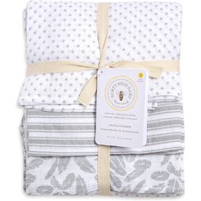 Burt's Bees Baby - HM25785 - قماط، بطانيات أطفال من قطن الموسلين، 3 عبوات، متعددة الأغراض خفيفة الوزن وقابلة للتنفس مصنوعة من القطن العضوي بنسبة 100% (Dottie Bee) in Kuwait