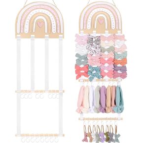 POVETIRE Headband Holder Bow Holder for Girls Hair Bows,Rainbow Hair Accessories Organizer Storage Wall Hanging Display for Nursery Toddler Girls Room in Saudi Arabia