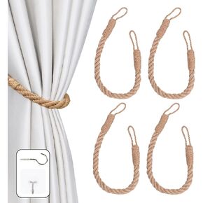 OCIOLI 2 Pieces Curtain Tiebacks Curtain Holdbacks Curtain Ties with Twisted Hemp Rope Decorative Handmade Tie Backs Curtain Holders Curtain Tie Backs for Curtains (Purple, 2) in Kuwait
