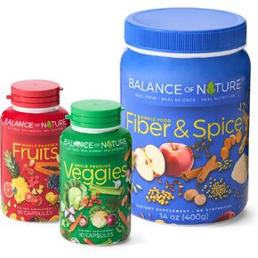 Balance of Nature Whole Health System - Whole Food Fruits & Veggies & Spice Powder Drink Mix - Superfoods, Antioxidants & Natural Fiber - Digestion Support - 30 Servings Each in Kuwait