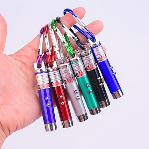 CHUQIANTONG 6PCS Cat Toy Mini Red Laser Pointer Cat Dog Interactive Training Tools White LED Torch Light with Keychain in Kuwait