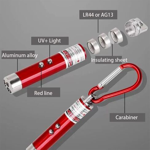 CHUQIANTONG 6PCS Cat Toy Mini Red Laser Pointer Cat Dog Interactive Training Tools White LED Torch Light with Keychain in Kuwait