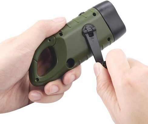 Simpeak 2-Pack Hand Crank Solar Powered Flashlight, Emergency Rechargeable LED Survival Flashlight, Quick Snap Carbiner Dynamo Flash Light Torch for Outdoor Sports, Green in Kuwait