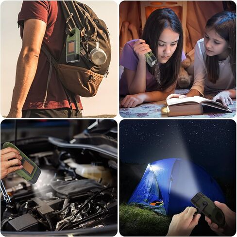 Simpeak 2-Pack Hand Crank Solar Powered Flashlight, Emergency Rechargeable LED Survival Flashlight, Quick Snap Carbiner Dynamo Flash Light Torch for Outdoor Sports, Green in Kuwait