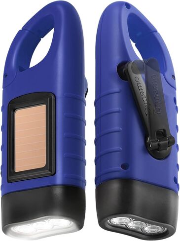 Simpeak 2-Pack Hand Crank Solar Powered Flashlight, Emergency Rechargeable LED Flashlight, Survival Flashlight, Quick Snap Carbiner Dynamo Flashlight Torch for Outdoor Sports, Black in Saudi Arabia