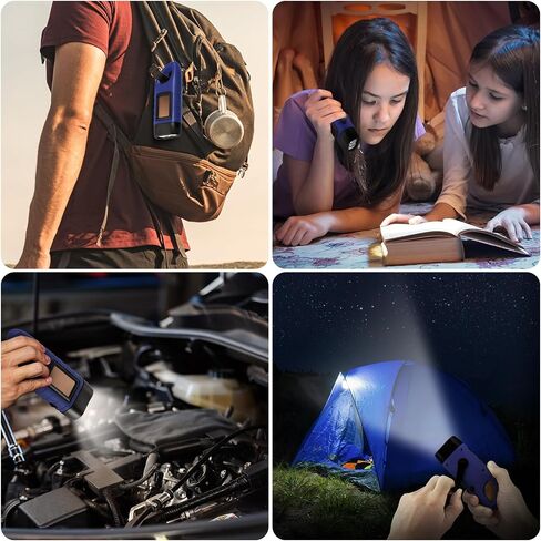 Simpeak 2-Pack Hand Crank Solar Powered Flashlight, Emergency Rechargeable LED Flashlight, Survival Flashlight, Quick Snap Carbiner Dynamo Flashlight Torch for Outdoor Sports, Black in Saudi Arabia