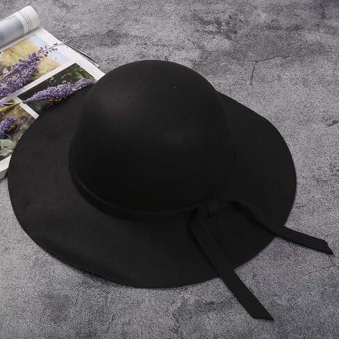LXXIASHI Toddler Baby Girls Bow Wide Brim Felt Bowler Hat Photography Prop Bucket Hat Beach Sun Protect Caps 2-8T in Kuwait