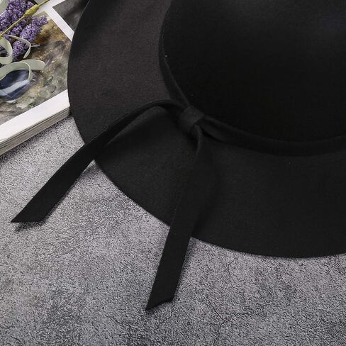 LXXIASHI Toddler Baby Girls Bow Wide Brim Felt Bowler Hat Photography Prop Bucket Hat Beach Sun Protect Caps 2-8T in Kuwait