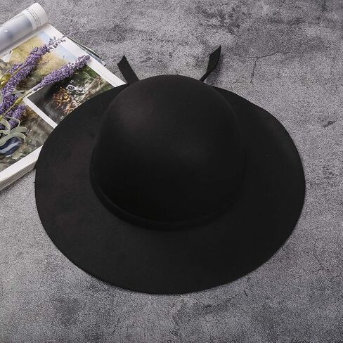 LXXIASHI Toddler Baby Girls Bow Wide Brim Felt Bowler Hat Photography Prop Bucket Hat Beach Sun Protect Caps 2-8T in Kuwait