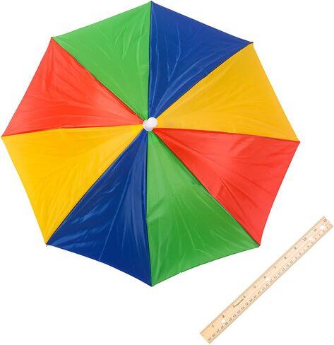 فني بارتي هاتس قبعة مظلة - قبعة مظلة صيد للاطفال والكبار - مطاطية، الوان قوس قزح، قبعة مظلة، مقاس واحد in Kuwait