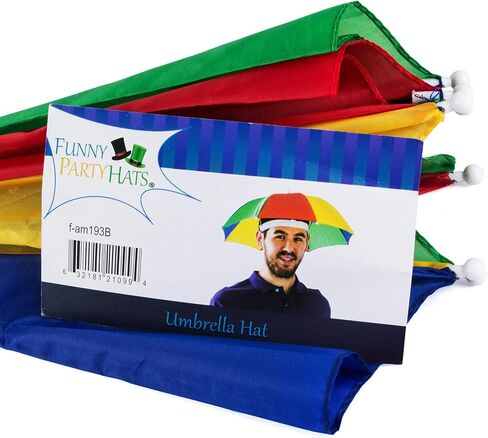 فني بارتي هاتس قبعة مظلة - قبعة مظلة صيد للاطفال والكبار - مطاطية، الوان قوس قزح، قبعة مظلة، مقاس واحد in Kuwait