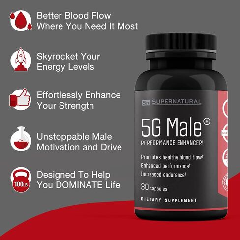 الرجل الخارق 5G ذكر طبيعي مكمل معزز لتدفق الدم والقدرة على التحمل والقوة والقدرة على التحمل - الجينسنغ والثوم والجنكة وجذور الزنجبيل وفيتامين د يدعم الذكور الأصحاء - 90 كبسولة in Saudi Arabia