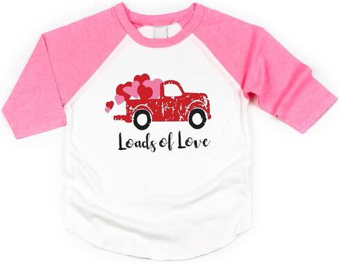 Bump and Beyond Designs Toddler Kids Loads of Love Vintage Truck Unisex Valentine's Day Shirt in Saudi Arabia