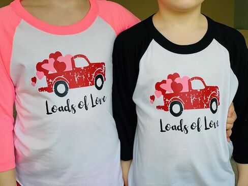 Bump and Beyond Designs Toddler Kids Loads of Love Vintage Truck Unisex Valentine's Day Shirt in Saudi Arabia